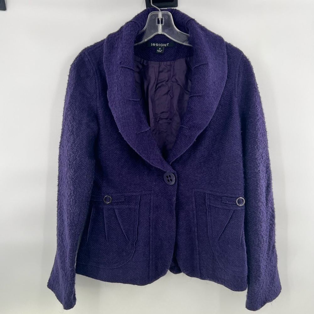 Insight purple wide lapel collar blazer jacket size 4